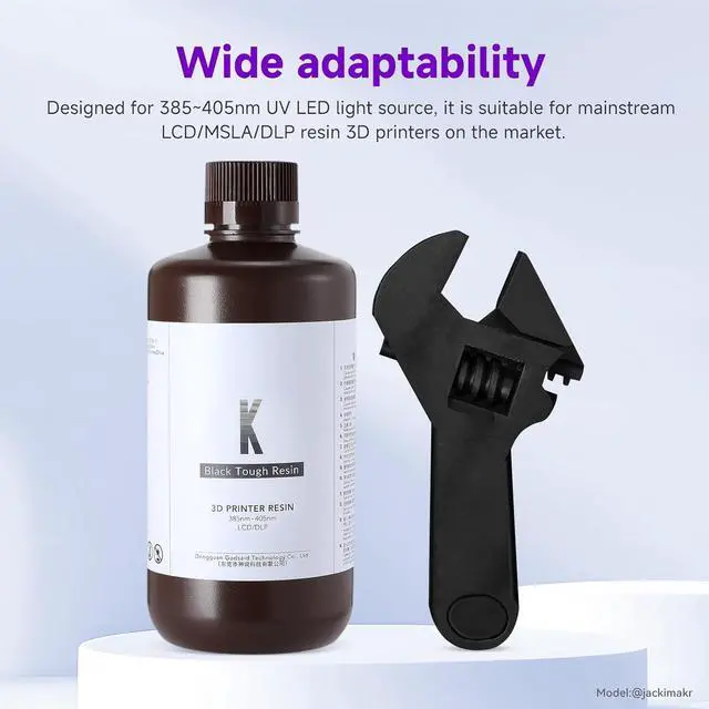 Alt view image 2 of 7 - RESIONE Tough 3D Printer Resin, Not Brittle ABS Like Tough & Rigid 3D Resin for LCD 3D Printing UV 405nm (K Black 500g)