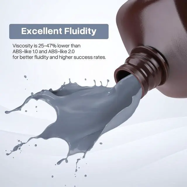 Alt view image 2 of 7 - ELEGOO Upgraded ABS-Like 3D Printer Resin 3.0, 405nm UV-Curing LCD Resin High Precision Fast Curing Non-Brittle Photopolymer Resin for LCD Printing Grey 2KG