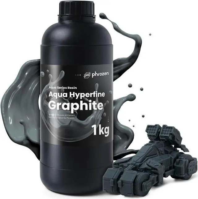 Main image of phrozen Aqua Hyperfine Photopolymer Resin for 9K, 12K or Higher Resolution 3D Printers, 405nm LCD UV-Curing 3D Printing with Low Shrinkage & Superior Precision, Smooth Surface Finish (Graphite, 1KG)