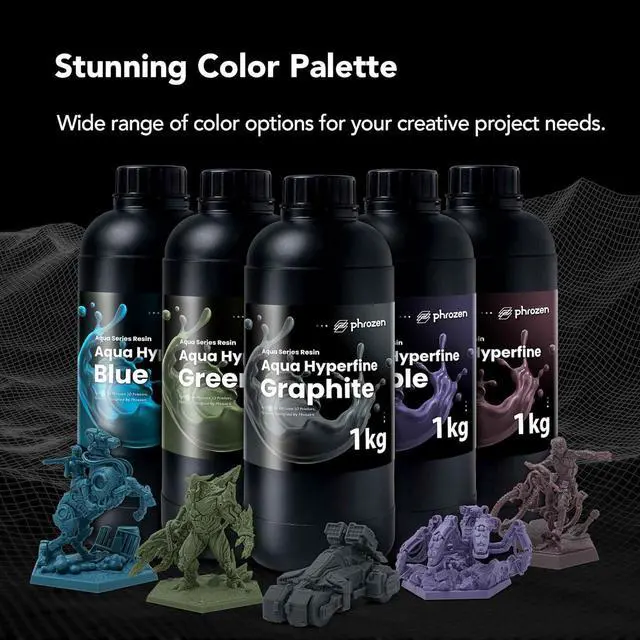 Alt view image 5 of 7 - phrozen Aqua Hyperfine Photopolymer Resin for 9K, 12K or Higher Resolution 3D Printers, 405nm LCD UV-Curing 3D Printing with Low Shrinkage & Superior Precision, Smooth Surface Finish (Graphite, 1KG)