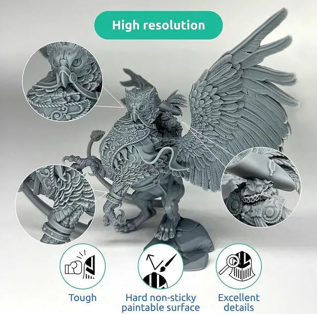 Alt view image 2 of 7 - TGM-7 3D Wargaming Resin for Tabletop Miniatures  Tough, High Resolution, Low Odor, Fast Curing 3D Printing Liquid for 4K/8K/12K LCD/DLP/SLA 3D Printers, 1L (Grey)