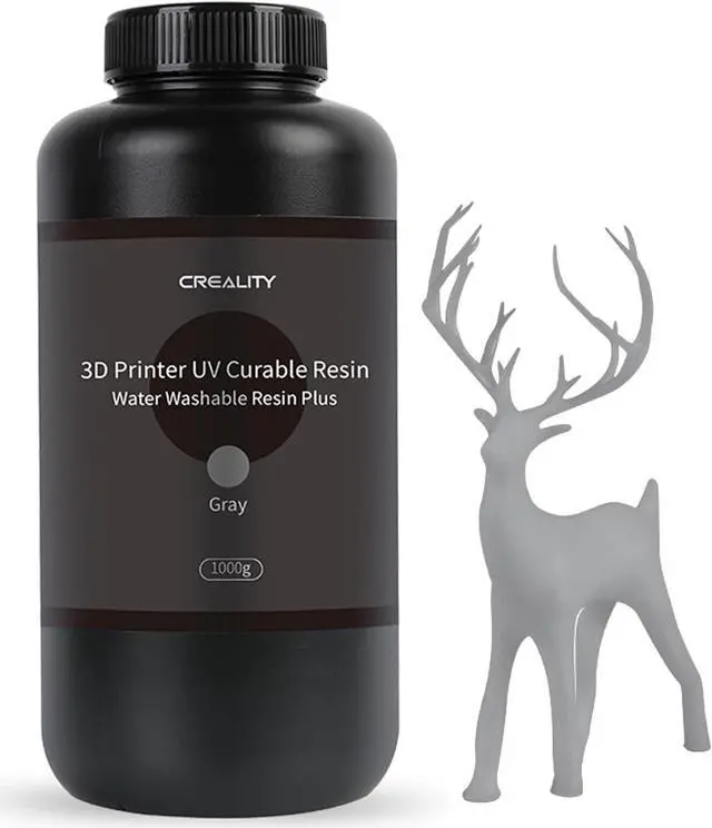 Main image of Creality Water Washable Resin, 1KG High Precision 3D Printer Resin with Low Viscosity, LCD UV-Curing Resin 405nm Standard Photopolymer Resin for LCD 3D Printing (Grey)