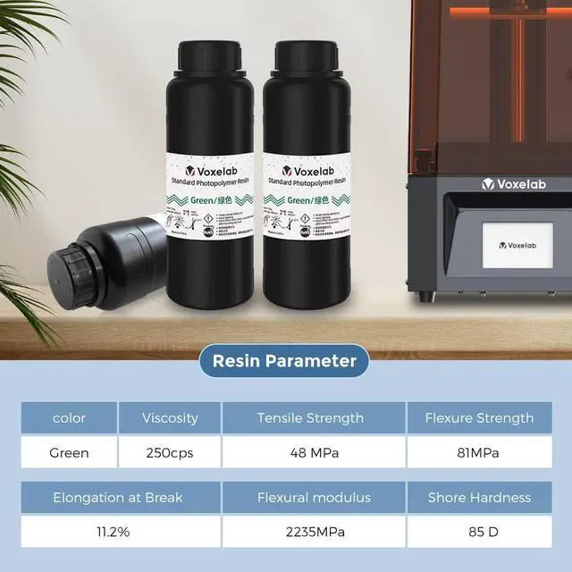 Alt view image 3 of 6 - 3D Printer Resin, Rapid Resin LCD UV-Curing Resin 405nm Standard Photopolymer Resin for LCD 3D Printing, High Precision & Quick Curing & Excellent Fluidity - 500g (Green)