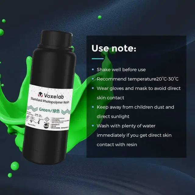 Alt view image 4 of 6 - 3D Printer Resin, Rapid Resin LCD UV-Curing Resin 405nm Standard Photopolymer Resin for LCD 3D Printing, High Precision & Quick Curing & Excellent Fluidity - 500g (Green)