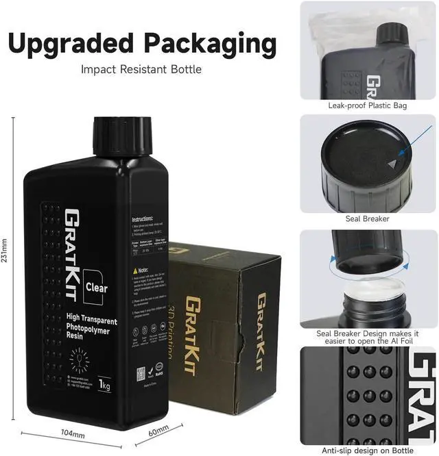 Alt view image 6 of 7 - 8K Rigid Resin, 3D Printer 405nm UV-Curing Photopolymer Resin, High Precision Low Odor 3D Printing Resincompatible with 2K/4K/6K/8K/10K resin 3D printers - 1000g,Transparent