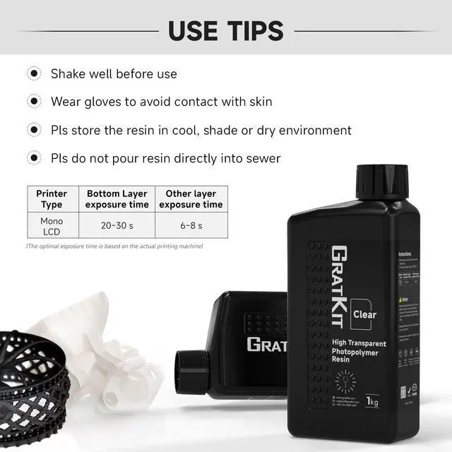 Alt view image 7 of 7 - 8K Rigid Resin, 3D Printer 405nm UV-Curing Photopolymer Resin, High Precision Low Odor 3D Printing Resincompatible with 2K/4K/6K/8K/10K resin 3D printers - 1000g,Transparent