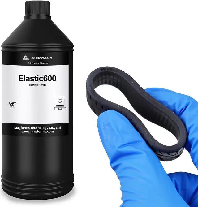 Main image of Elastic600 3D Printer Resin, 405nm Elastic UV-Curing Resin, Tough & Flexible, TPU-like Photopolymer Resin for LCD DLP 3D Printing (Black, 1000g)