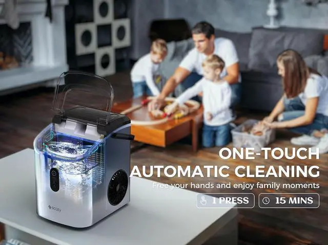 Alt view image 5 of 6 - Ice Maker Countertop - Chewable Pellet Ice Cubes, 33 lbs Daily Output, Stainless Steel Housing, Self-Cleaning Ice Machine with Ice Bags for Parties, Kitchen, Bar, Office, Silver