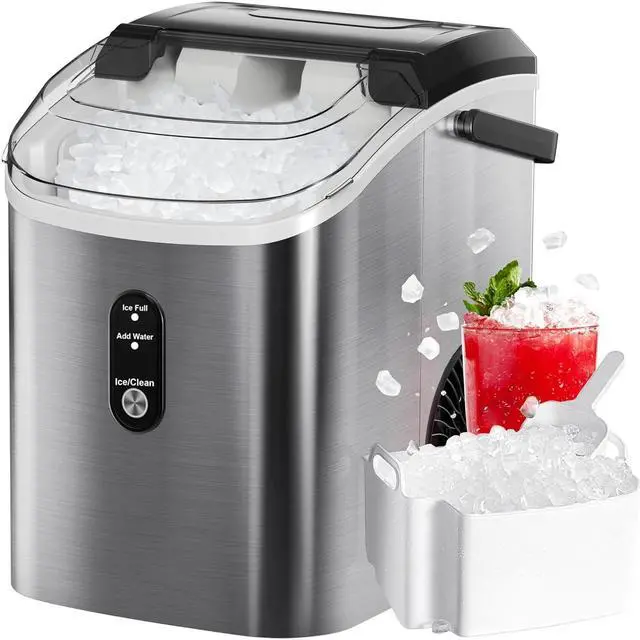 Main image of Nugget Ice Maker Countertop, Pebble Ice Maker Machine with Soft Chewable Ice, 34lbs/24H, Self-Cleaning, One-Click Operation, Stainless Steel, Crushed Ice Maker for Home Kitchen Office
