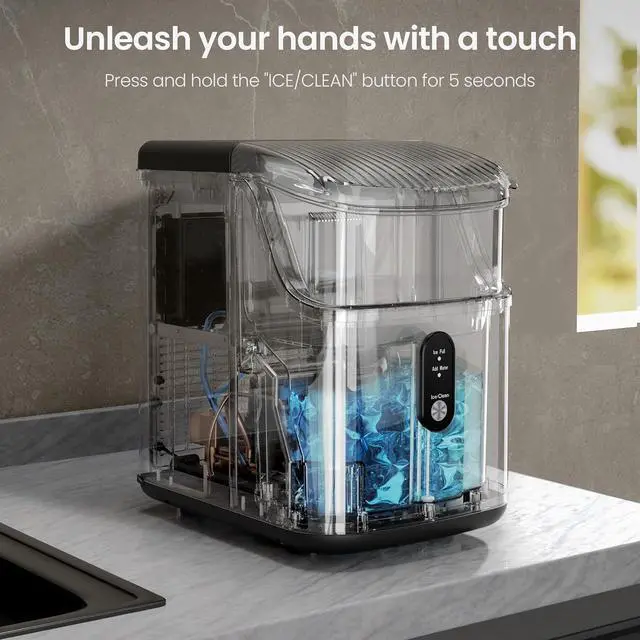Alt view image 3 of 7 - Nugget Ice Makers Countertop,Pebble Ice Maker Machine with Chewable Ice, 35lbs/Day,One-Click Operation,Self-Cleaning Countertop Ice Machine,Pellet Ice Maker Countertop for Home/Kitchen/Office