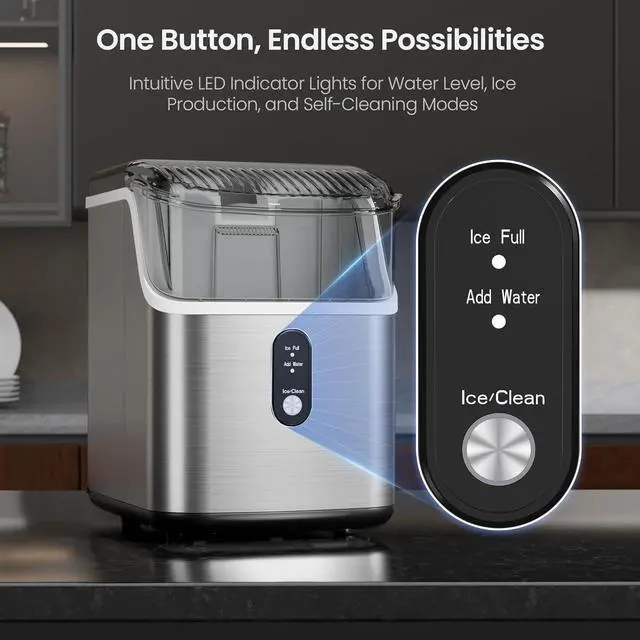 Alt view image 4 of 7 - Nugget Ice Makers Countertop,Pebble Ice Maker Machine with Chewable Ice, 35lbs/Day,One-Click Operation,Self-Cleaning Countertop Ice Machine,Pellet Ice Maker Countertop for Home/Kitchen/Office