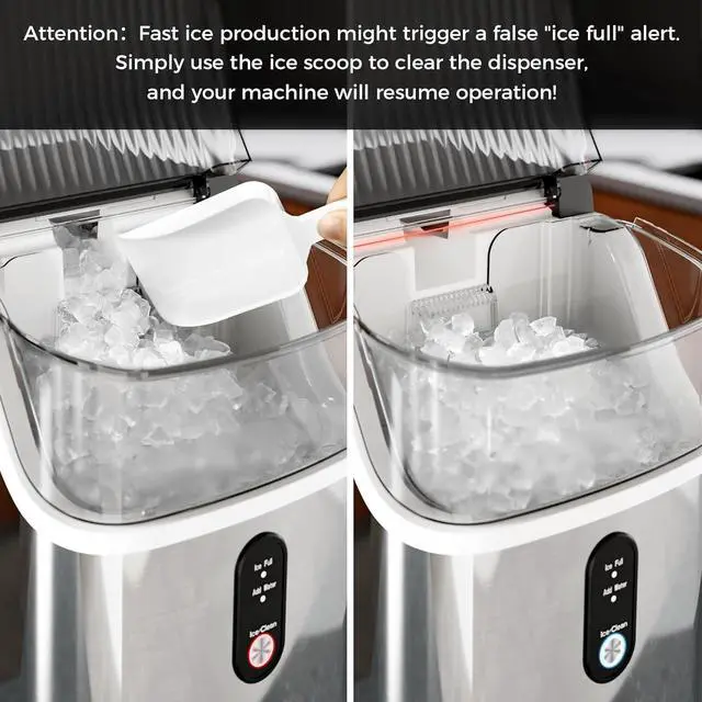 Alt view image 5 of 7 - Nugget Ice Makers Countertop,Pebble Ice Maker Machine with Chewable Ice, 35lbs/Day,One-Click Operation,Self-Cleaning Countertop Ice Machine,Pellet Ice Maker Countertop for Home/Kitchen/Office