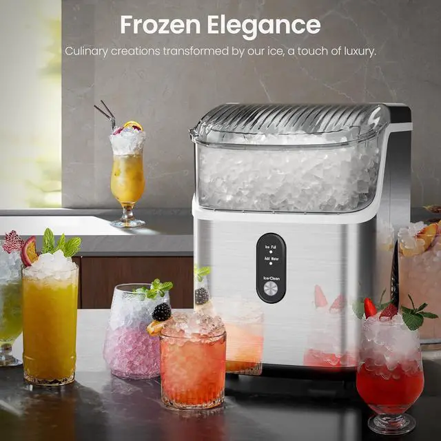 Alt view image 7 of 7 - Nugget Ice Makers Countertop,Pebble Ice Maker Machine with Chewable Ice, 35lbs/Day,One-Click Operation,Self-Cleaning Countertop Ice Machine,Pellet Ice Maker Countertop for Home/Kitchen/Office
