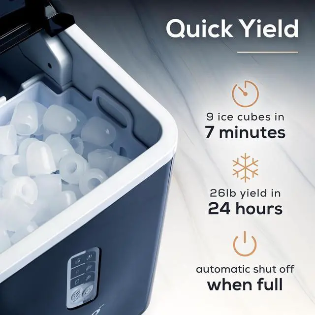 Alt view image 3 of 5 - Igloo Automatic Ice Maker, Self- Cleaning, Countertop Size, 26 Pounds in 24 Hours,9 Large or Small Cubes in 7 Minutes,LED Control Panel, Scoop Included, for Water Bottles,Mixed Drinks,Black