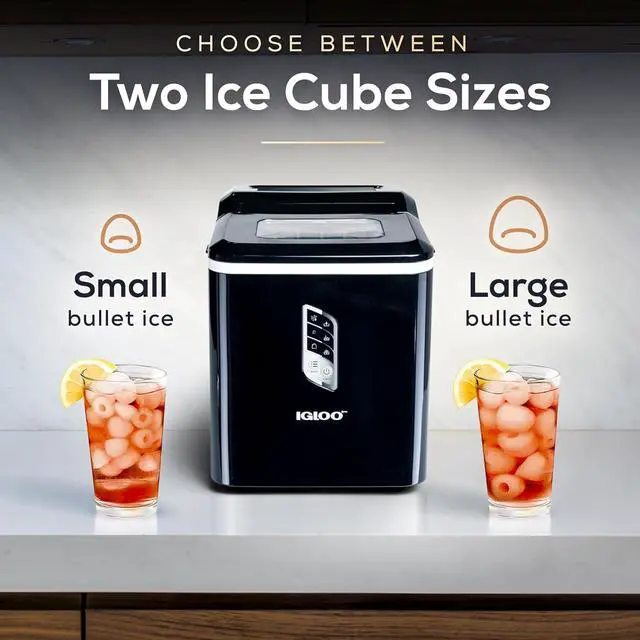 Alt view image 4 of 5 - Igloo Automatic Ice Maker, Self- Cleaning, Countertop Size, 26 Pounds in 24 Hours,9 Large or Small Cubes in 7 Minutes,LED Control Panel, Scoop Included, for Water Bottles,Mixed Drinks,Black