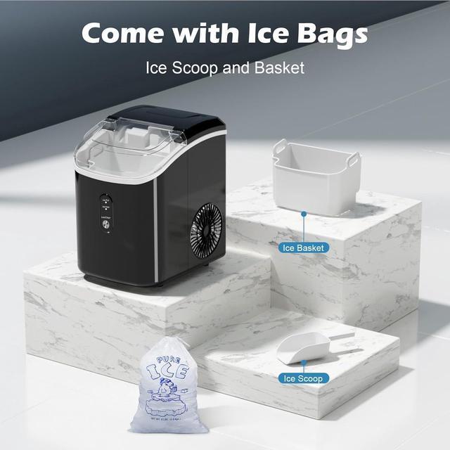 Alt view image 5 of 7 - Nugget Ice Maker Countertop, Portable Crushed Sonic Ice Machine, Self Cleaning Ice Makers with One-Click Operation, Soft Chewable Ice in 7 Mins, 34Lbs/24H with Ice Scoop for Home Bar Camping RV