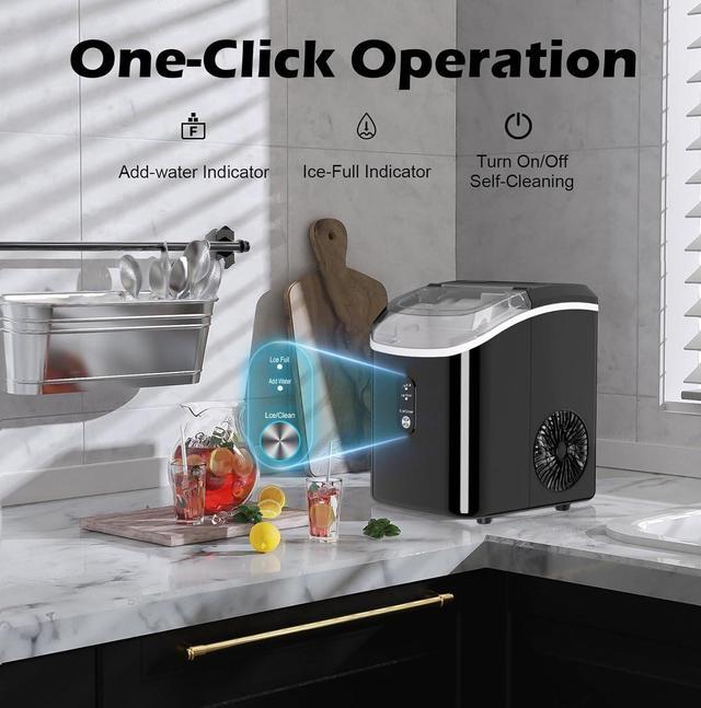 Alt view image 7 of 7 - Nugget Ice Maker Countertop, Portable Crushed Sonic Ice Machine, Self Cleaning Ice Makers with One-Click Operation, Soft Chewable Ice in 7 Mins, 34Lbs/24H with Ice Scoop for Home Bar Camping RV
