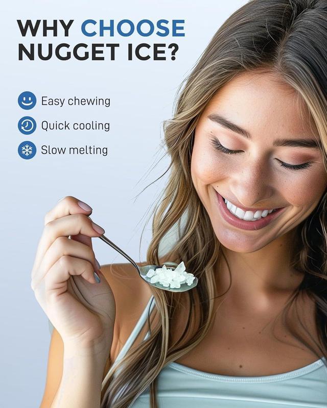 Alt view image 2 of 6 - Nugget Ice Maker Countertop,Chewable Pellet Ice, 33LBS/24H,Compact Self-Cleaning Ice Machine with Ice BagsPebble Ice Maker for Home, Kitchen, RV, Camping