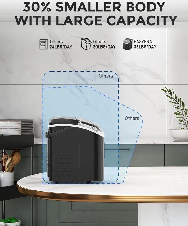 Alt view image 4 of 6 - Nugget Ice Maker Countertop,Chewable Pellet Ice, 33LBS/24H,Compact Self-Cleaning Ice Machine with Ice BagsPebble Ice Maker for Home, Kitchen, RV, Camping