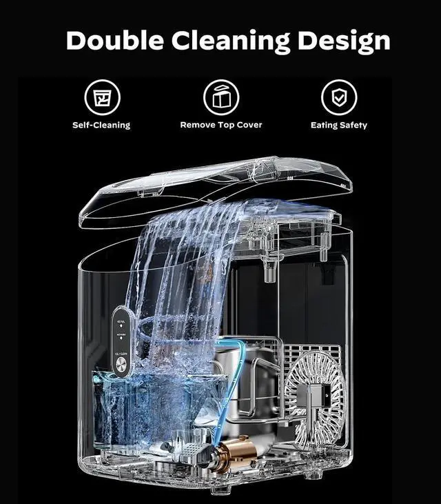 Alt view image 4 of 7 - Nugget Ice Maker Countertop, Silonn Chewable Pellet Ice Machine with Self-Cleanin Function, 36lbs/24H Portable Ice Makers for Home Kitchen Officce, Black
