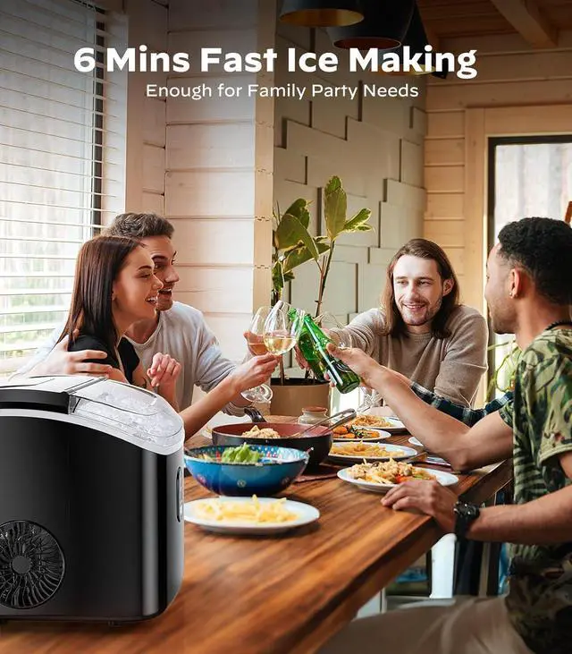 Alt view image 5 of 7 - Nugget Ice Maker Countertop, Silonn Chewable Pellet Ice Machine with Self-Cleanin Function, 36lbs/24H Portable Ice Makers for Home Kitchen Officce, Black