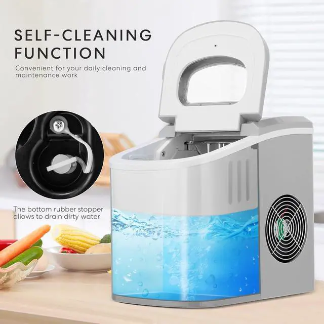 Alt view image 5 of 7 - Electric Portable Compact Countertop Automatic Ice Cube Maker Machine with Hand Scoop and Self Cleaning Function 26lbs/day Silver