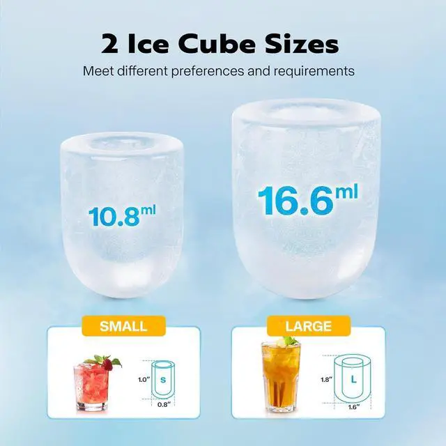 Alt view image 6 of 7 - Electric Portable Compact Countertop Automatic Ice Cube Maker Machine with Hand Scoop and Self Cleaning Function 26lbs/day Silver