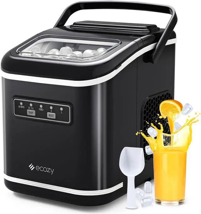 Main image of Countertop Ice Maker, Portable Ice Maker with Self-Cleaning, 9 Bullet Ice Cubes in 6 Mins, 26lbs/24Hrs, Ice Maker Machine with Ice Bags, Handle, Standing Scoop and Basket, Black