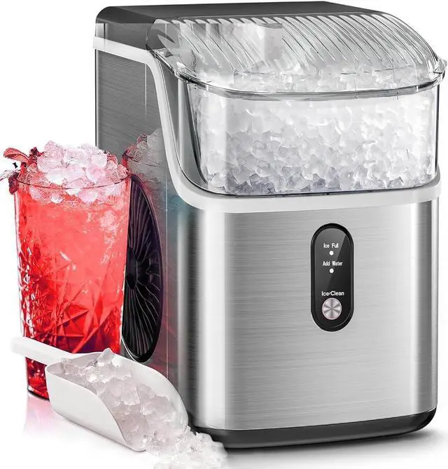 Main image of Nugget Ice Makers Countertop, 35lbs/Day Pebble Ice Maker Machine with Sonic Ice, Self-Cleaning Countertop ice Maker with Ice Scoop and Ice Basket for Home & Kitchen(Stainless Steels Silver)