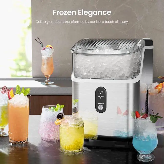 Alt view image 2 of 7 - Nugget Ice Makers Countertop, 35lbs/Day Pebble Ice Maker Machine with Sonic Ice, Self-Cleaning Countertop ice Maker with Ice Scoop and Ice Basket for Home & Kitchen(Stainless Steels Silver)