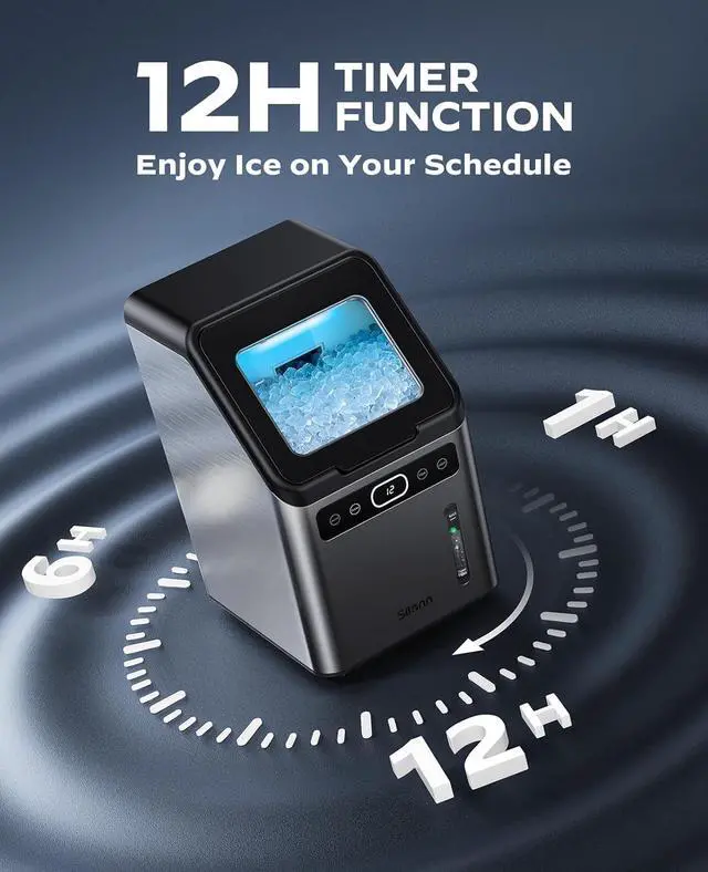 Alt view image 2 of 7 - Nugget Ice Maker - Timer Ice Machine with Self-Cleaning, 44lbs per Day Pebble Ice Maker with Soft Chewable Ice, One-Click Operation Ice Machine for Home, Kitchen, Office