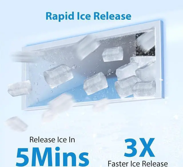 Alt view image 4 of 6 - Aeitto Nugget Ice Maker Countertop, 55 lbs/Day, Chewable Ice Maker, Rapid Ice Release in 5 Mins, Auto Water Refill, Self-Cleaning, Stainless Steel Housing Ice Machine, Blue