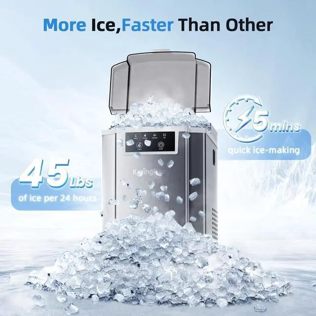 Alt view image 2 of 6 - Nugget Ice Maker Countertop - 45lbs/24H, 5mins Making Soft Chewable Pellet Ice - Self-Cleaning, Sonic Ice, Pebble Ice Machine for Home Kitchen,Office - Stainless Steel