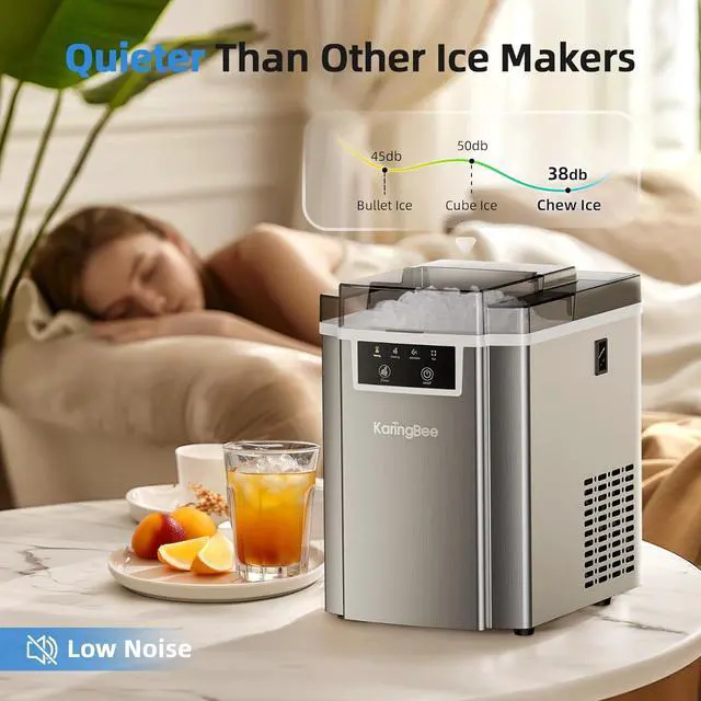Alt view image 5 of 6 - Nugget Ice Maker Countertop - 45lbs/24H, 5mins Making Soft Chewable Pellet Ice - Self-Cleaning, Sonic Ice, Pebble Ice Machine for Home Kitchen,Office - Stainless Steel