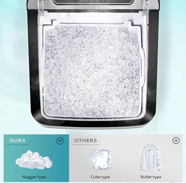 Alt view image 3 of 7 - Nugget Ice Maker Countertop, Max 34lbs/Day, 2 Way Water Refill, Self-Cleaning Pebble Ice Maker Machine with 3Qt Reservoir, Ideal for Home, Office, Bar, and Party. (Silver)