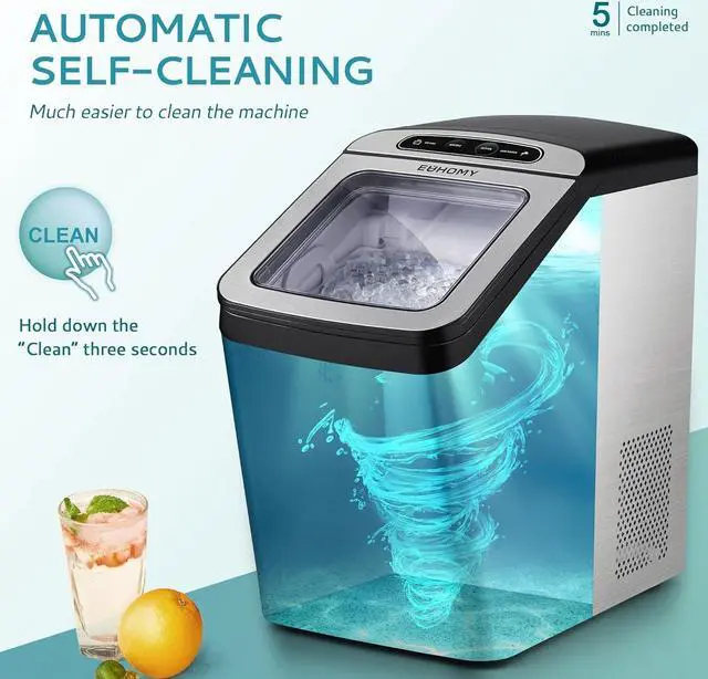 Alt view image 5 of 7 - Nugget Ice Maker Countertop, Max 34lbs/Day, 2 Way Water Refill, Self-Cleaning Pebble Ice Maker Machine with 3Qt Reservoir, Ideal for Home, Office, Bar, and Party. (Silver)