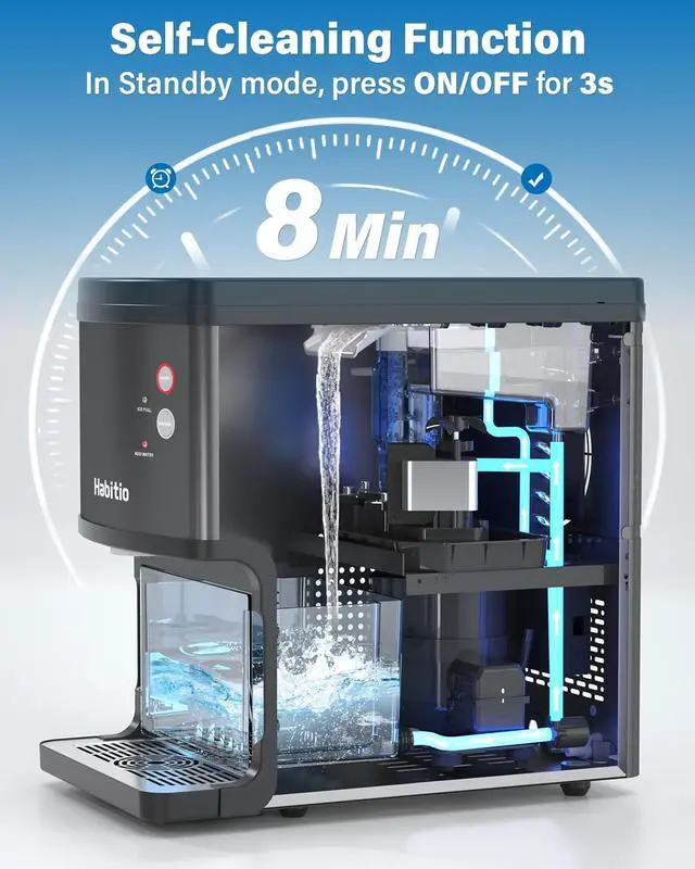 Alt view image 6 of 7 - Nugget Ice Maker, Self-dispensing Countertop Ice Maker, Pebble Ice Machine with 3L Detachable Water Tank, 33lbs Chewable Ice Cubes /24H, Electric Pellet Ice Maker with Self-cleaning Function