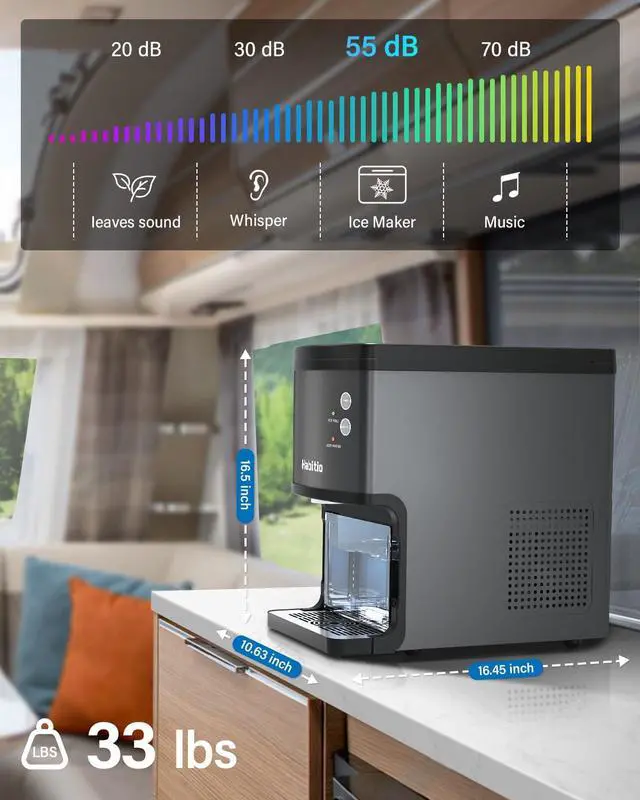 Alt view image 7 of 7 - Nugget Ice Maker, Self-dispensing Countertop Ice Maker, Pebble Ice Machine with 3L Detachable Water Tank, 33lbs Chewable Ice Cubes /24H, Electric Pellet Ice Maker with Self-cleaning Function