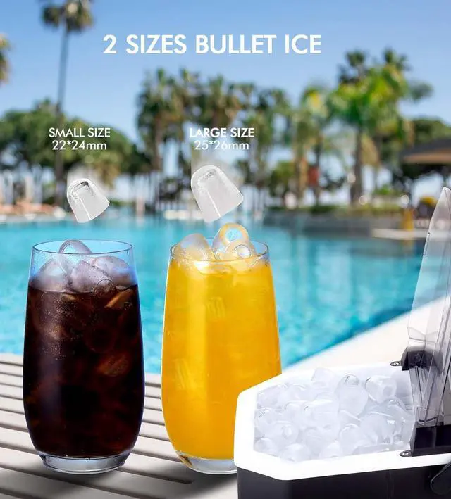 Alt view image 3 of 7 - Ice Maker Countertop - Portable Ice Machine Makes 26 lbs of Ice in 24 Hours, 9 Ice Cubes in 6 Minutes, Self-Cleaning - Compact Nugget Ice Maker with Scoop and Basket for Home, Kitchen, and RV (Black)