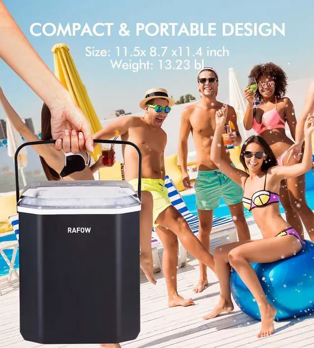 Alt view image 7 of 7 - Ice Maker Countertop - Portable Ice Machine Makes 26 lbs of Ice in 24 Hours, 9 Ice Cubes in 6 Minutes, Self-Cleaning - Compact Nugget Ice Maker with Scoop and Basket for Home, Kitchen, and RV (Black)