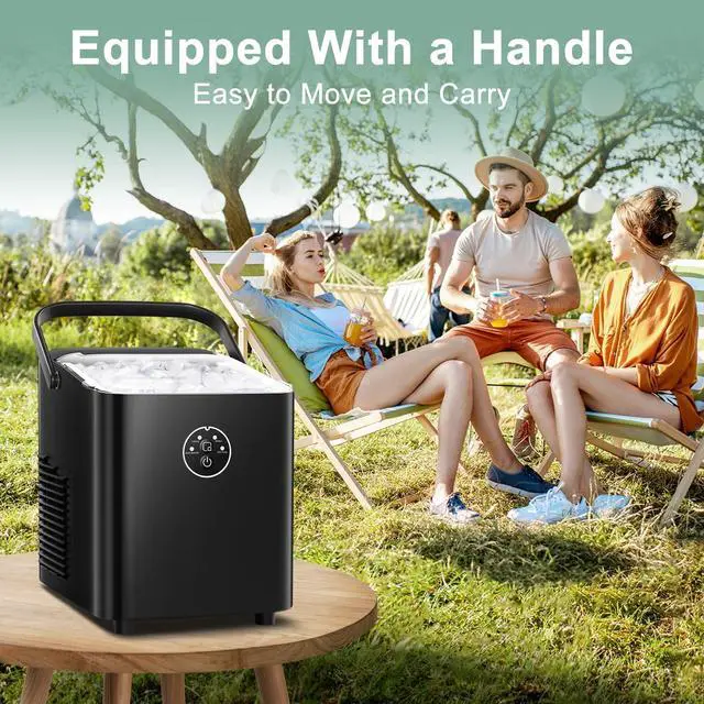 Alt view image 2 of 7 - Countertop Ice Maker 6-Minute Fast Bullet Ice, Portable Ice Machine, Automatic-Cleaning Suitable for Outdoor Camping Bar Party and Kitchen-Black