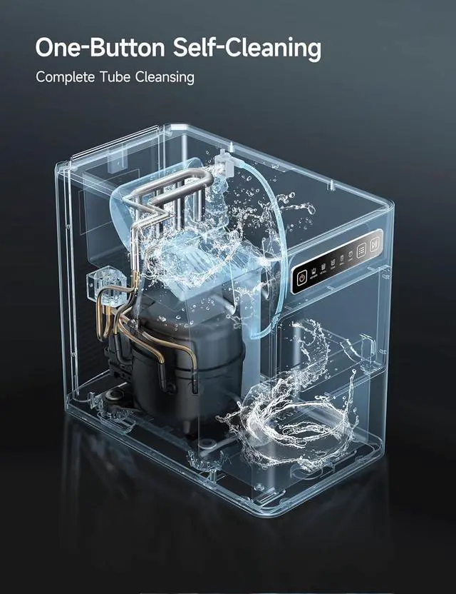 Alt view image 6 of 7 - Ice Maker Countertop,Ice in 6 Mins, 24 lbs/Day, Portable & Compact Gift with Self-Cleaning,for Apartment/Under Cabinet/Kitchen/Office/Camping/RV/Home Bar