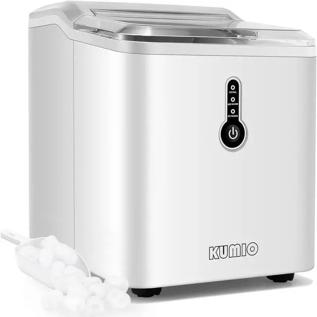 Main image of Countertop Ice Maker, 9 Thick Bullet-Shaped Ice Ready in 6-9 Mins, 26.5 Lbs in 24Hrs, Portable Ice Maker Machine with Ice Scoop and Basket for Home/Kitchen/Party, White