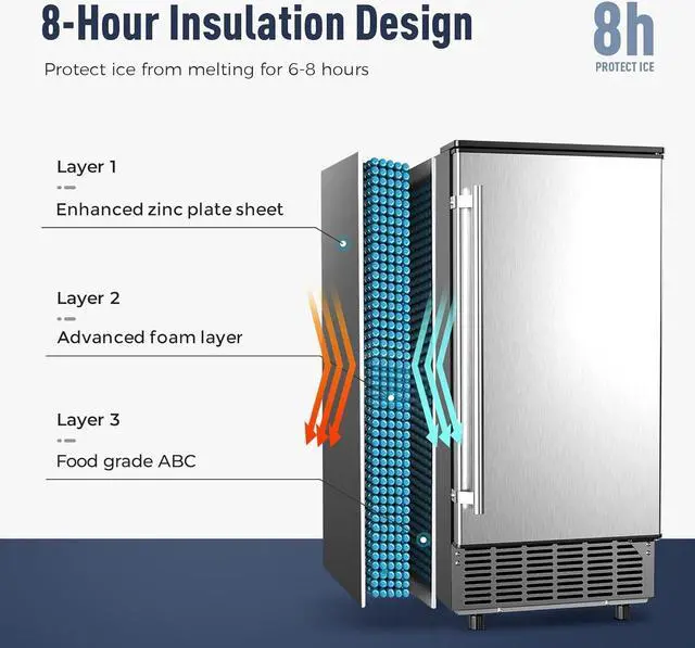 Alt view image 6 of 6 - Commercial Under Counter Ice Maker Machine - 80Lbs/day with 24lbs Ice Storage, Built-in Drain Pump/Automatic Cleaning/24 Hours Timer/Smart LCD Panel, Perfect for both Home and Commercial Use