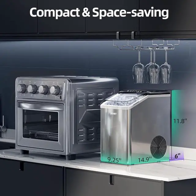 Alt view image 7 of 7 - Nugget Ice Maker Countertop, 40lbs/24H Tooth-Friendly Soft Chewable Pebble Ice Machine, Self-Cleaning with Drainpipe, Crushed Pellet Ice Makers for Home Kitchen Party, Stainless Steel