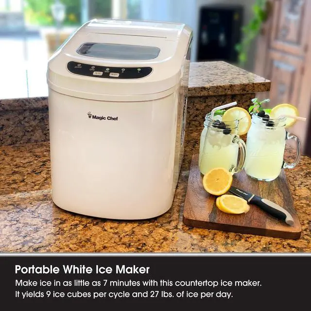 Alt view image 2 of 7 - Magic Chef Portable Countertop Ice Maker, Small Ice Maker for Kitchen or Home Bar, Tabletop Ice Maker for Entertaining, 27-Pound Capacity, White