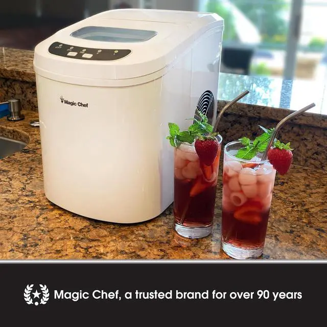 Alt view image 3 of 7 - Magic Chef Portable Countertop Ice Maker, Small Ice Maker for Kitchen or Home Bar, Tabletop Ice Maker for Entertaining, 27-Pound Capacity, White