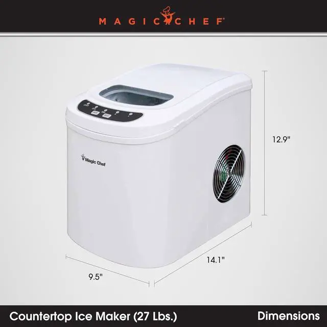 Alt view image 4 of 7 - Magic Chef Portable Countertop Ice Maker, Small Ice Maker for Kitchen or Home Bar, Tabletop Ice Maker for Entertaining, 27-Pound Capacity, White
