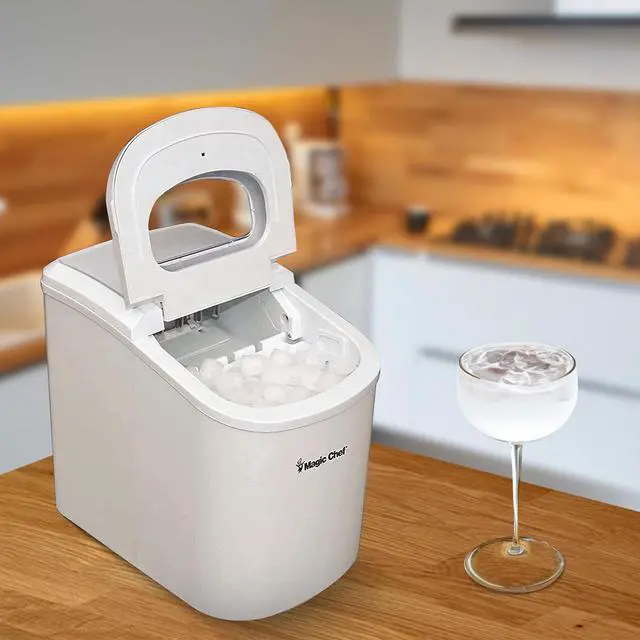 Alt view image 6 of 7 - Magic Chef Portable Countertop Ice Maker, Small Ice Maker for Kitchen or Home Bar, Tabletop Ice Maker for Entertaining, 27-Pound Capacity, White