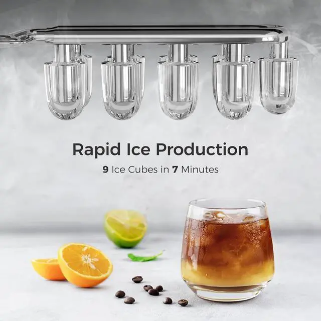 Alt view image 3 of 7 - Ice Makers Countertop,Portable Ice Maker Machine with Handle,Self-Cleaning Ice Maker, 26Lbs/24H, 9 Ice Cubes Ready in 8 Mins, for Home/Office/Kitchen(Grey)